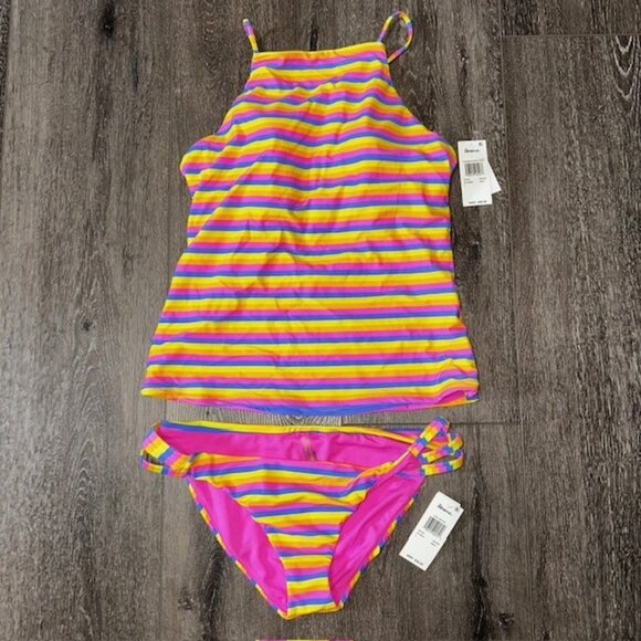 Raisins Multicolor 2 Pc Set L Shorebreak Highneck Tankini Triple Side Pant NWT - Picture 1 of 6